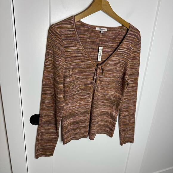 NWT Madewell Space Dye Mahogany V-Neck Cinched Sweater Knit Size XXL - Picture 3 of 7